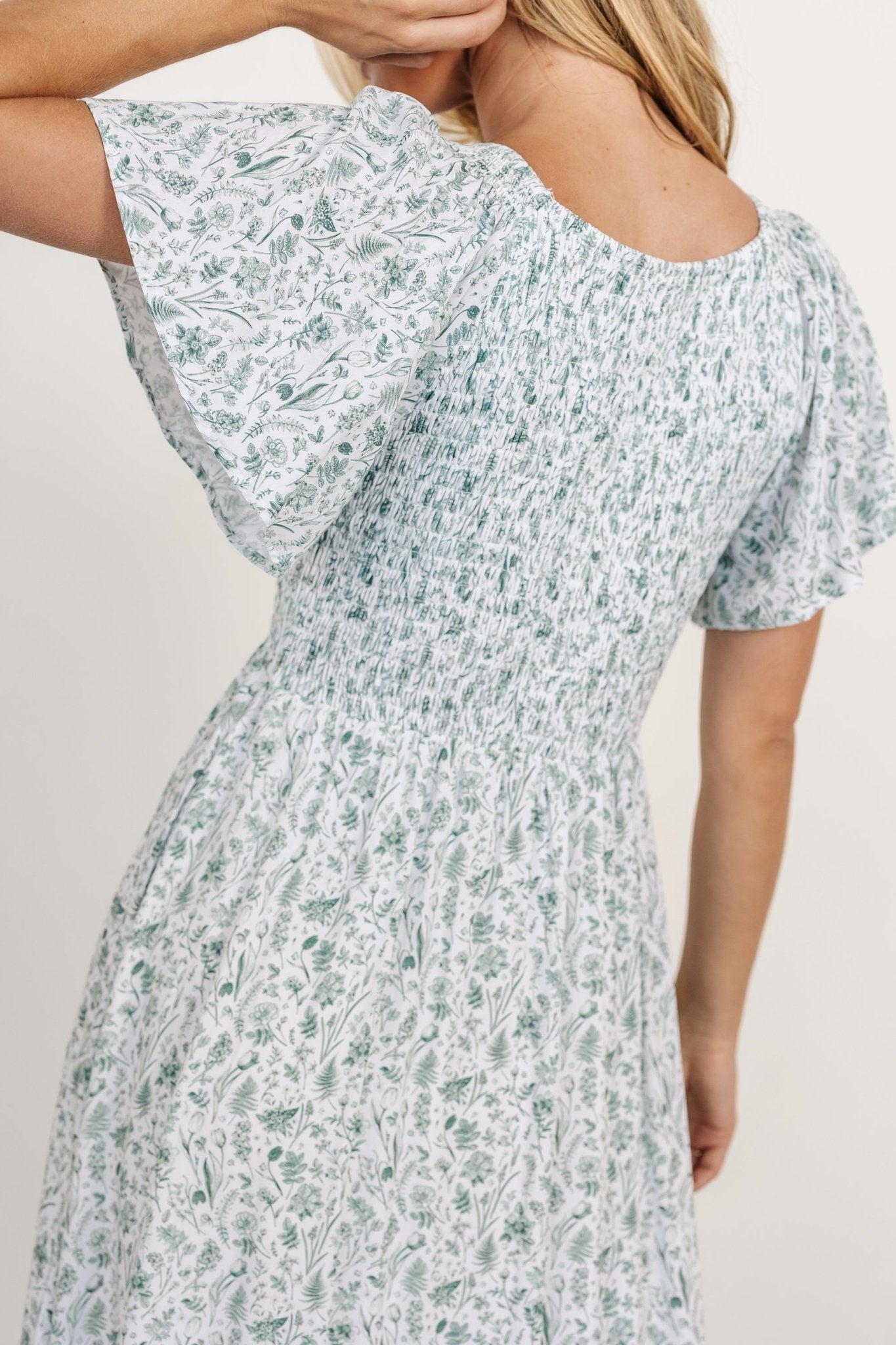 Joanie Smocked Dress | Green Floral | Baltic Born