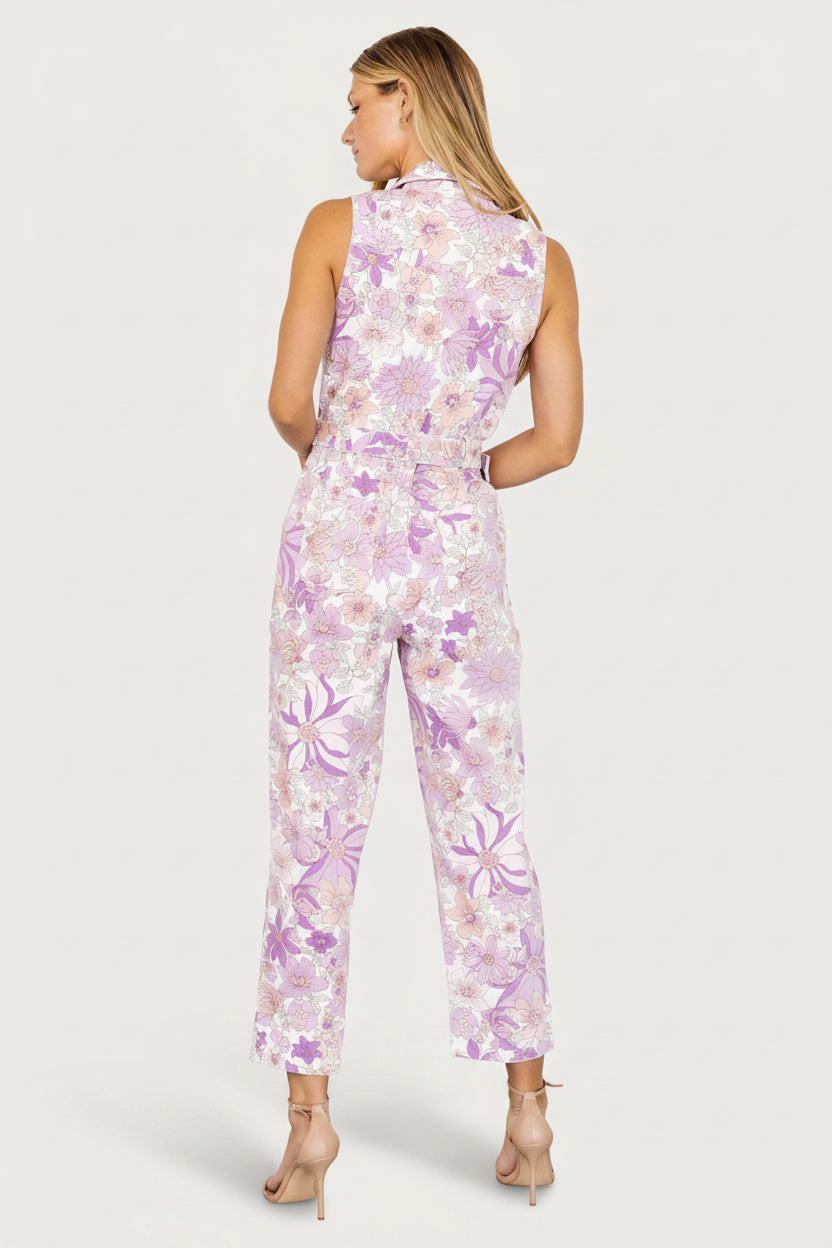 JoJo Sleeveless Jumpsuit | Purple Floral