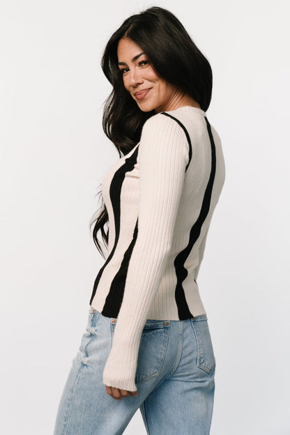 Jolene Ribbed Sweater Top | Natural + Black Stripe - Baltic Born