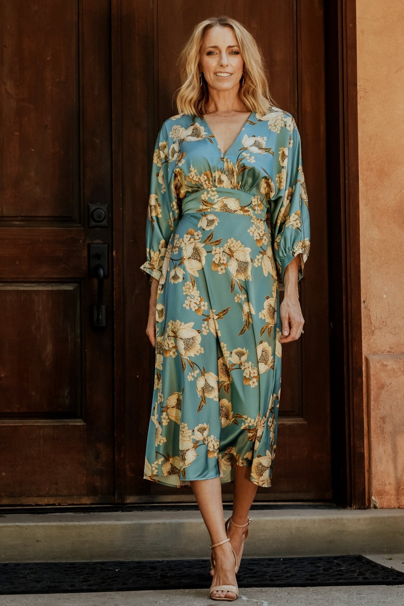 Joni Multi Joni Satin Midi Dress | Blue Multi | Baltic Born