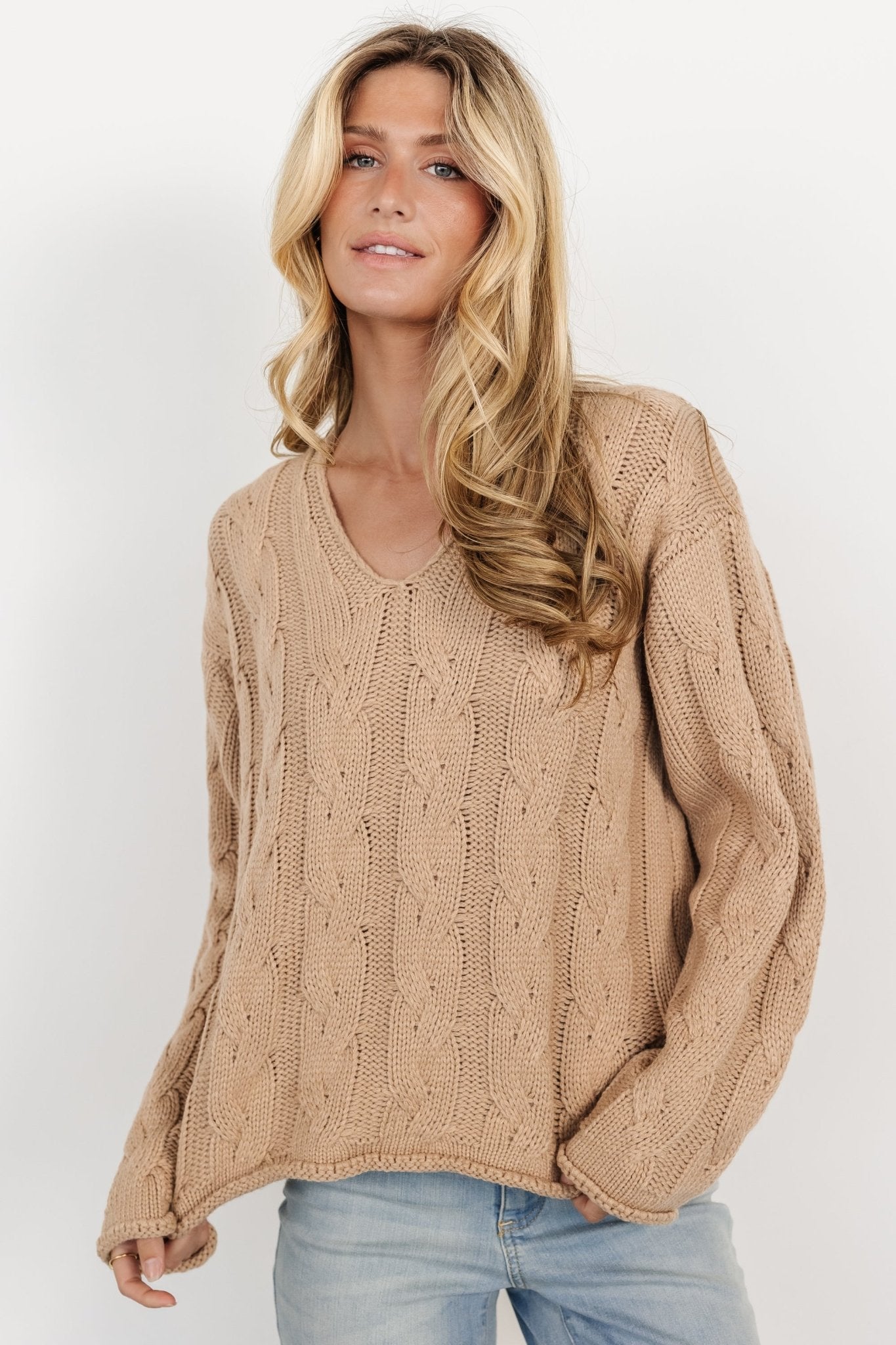 Jordan Cable Knit Sweater | Taupe - Baltic Born