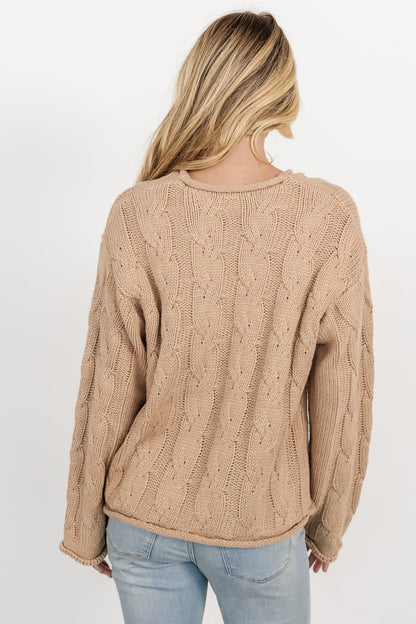 Jordan Cable Knit Sweater | Taupe - Baltic Born