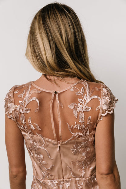 Jordana Embroidered Midi Dress | Blush - Baltic Born