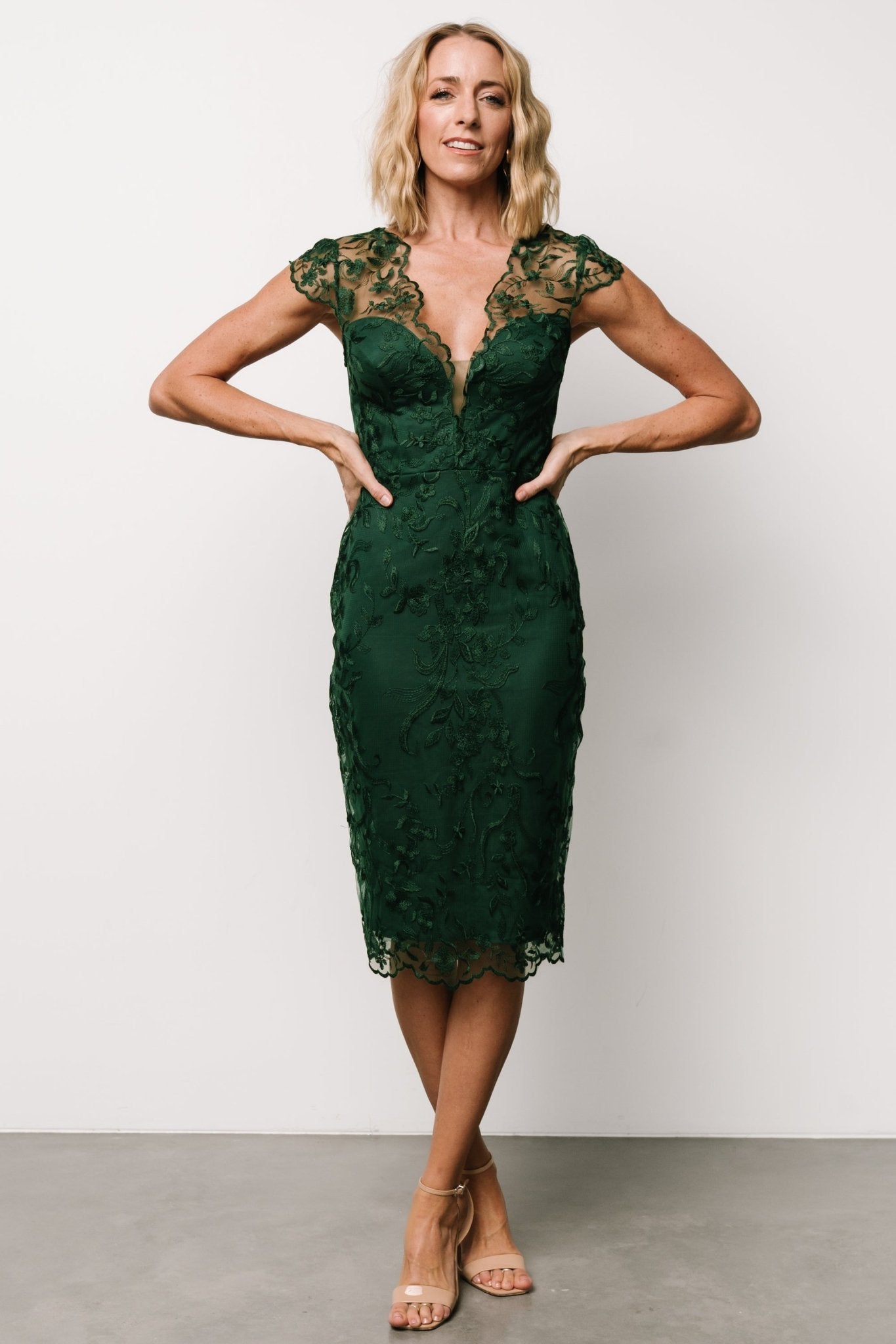 Jordana Embroidered Midi Dress | Emerald - Baltic Born