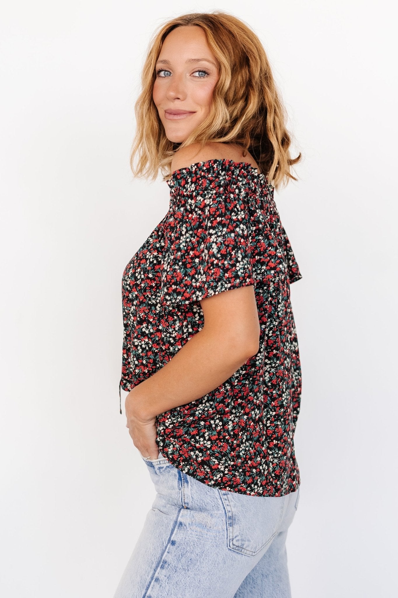 Jude Boho Top | Black + Red - Baltic Born