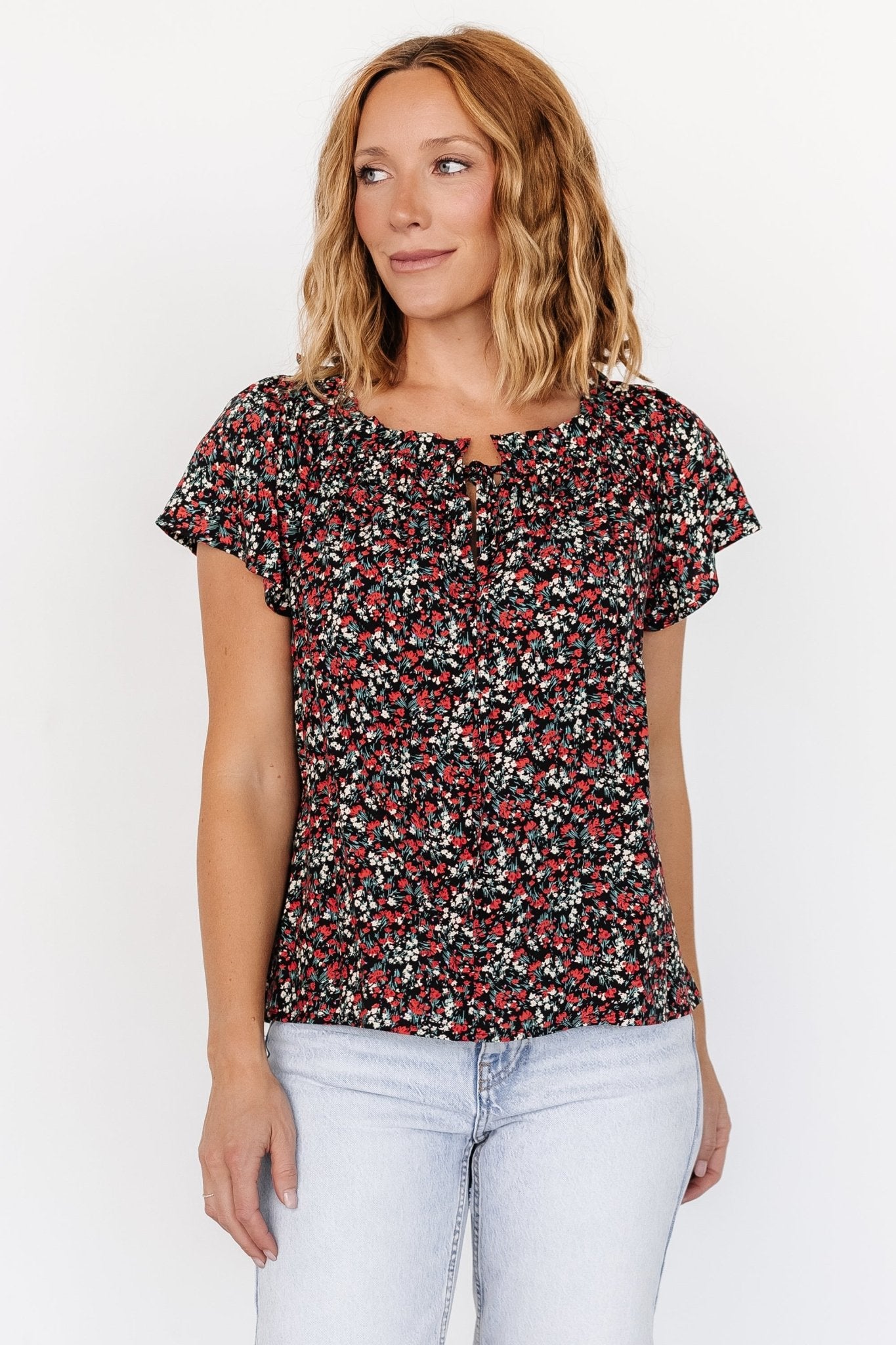 Jude Boho Top | Black + Red - Baltic Born