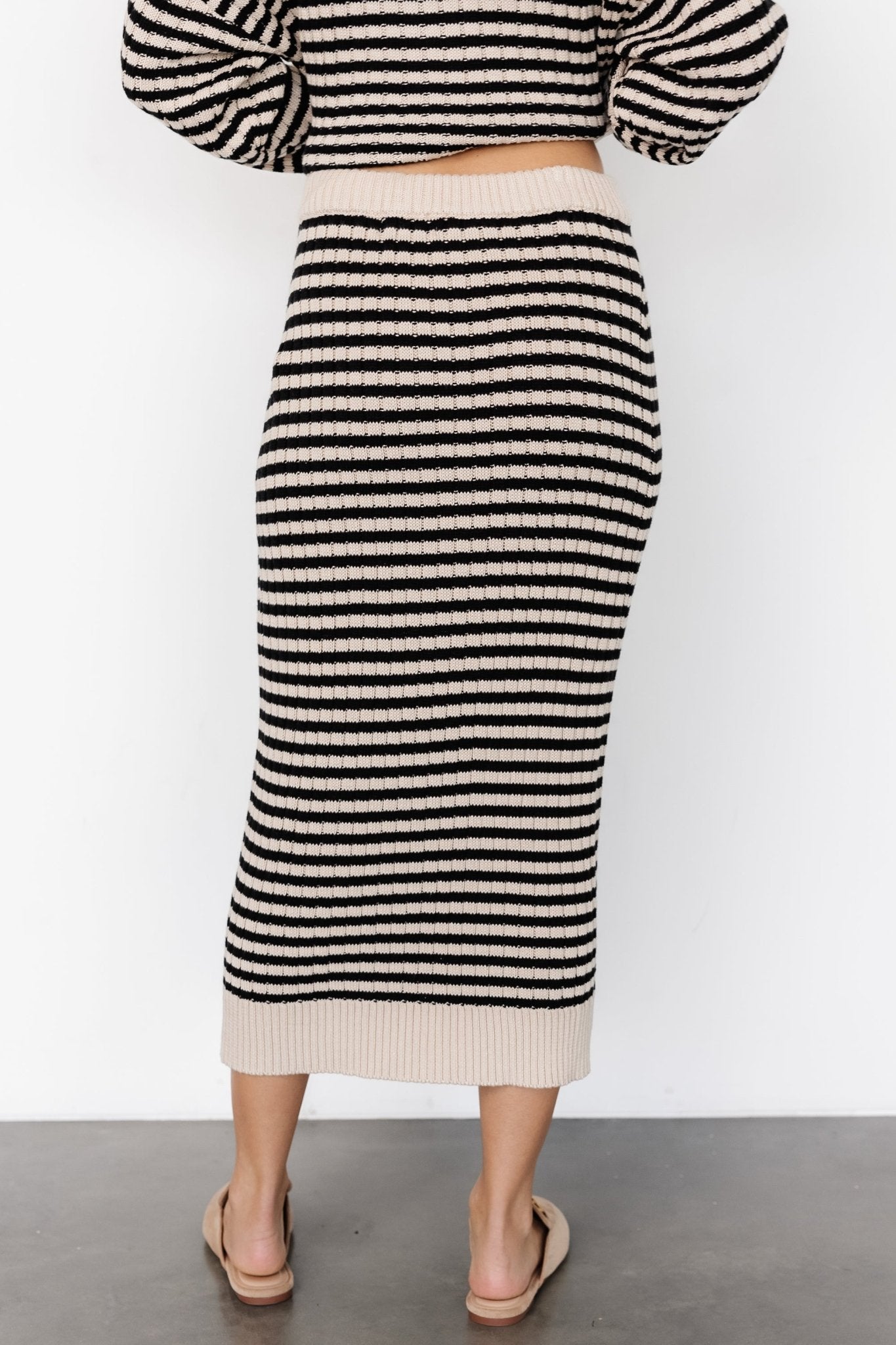 Justina Striped Knit Skirt | Black + Cream - Baltic Born