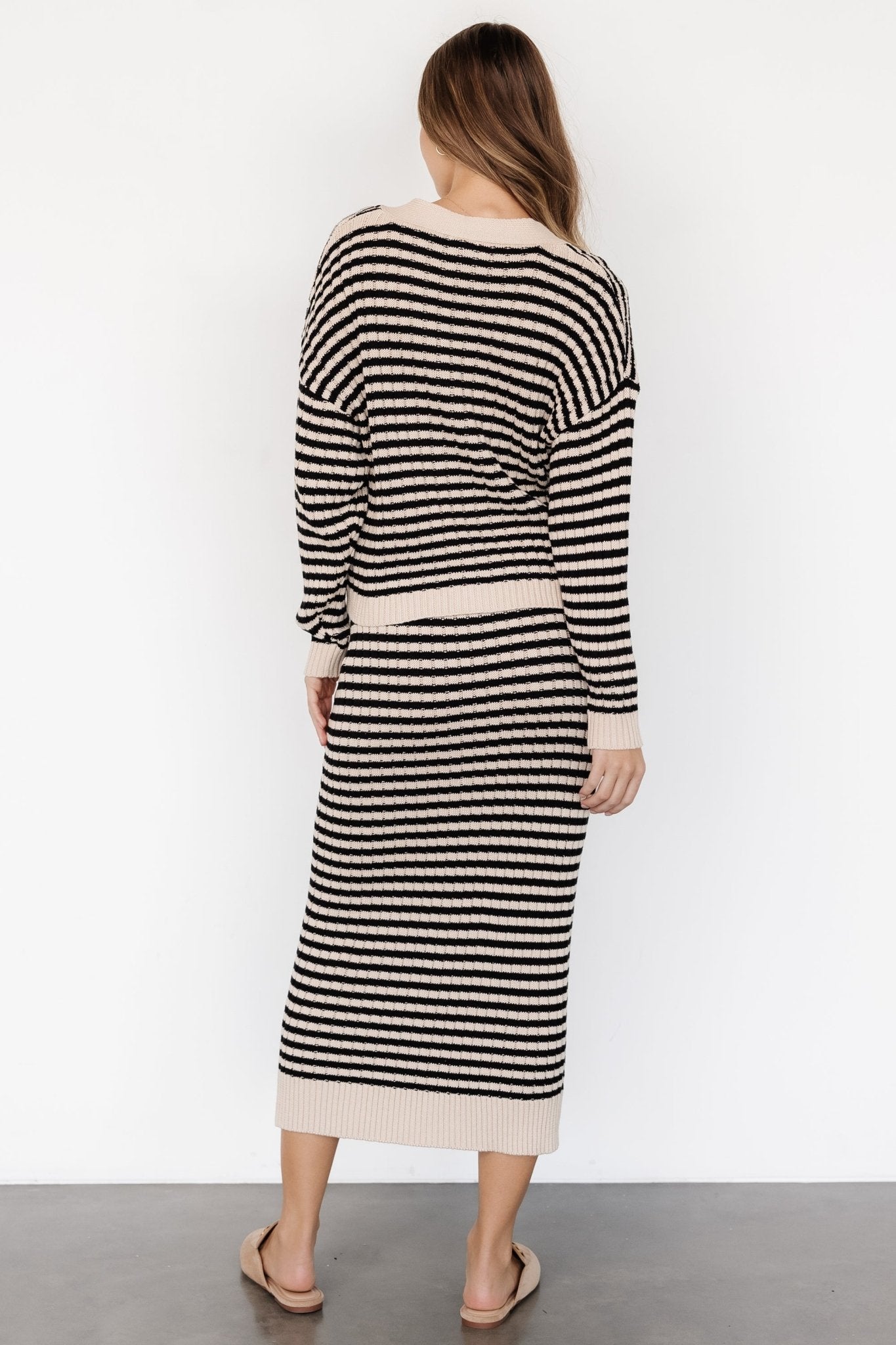 Justina Striped Knit Skirt | Black + Cream - Baltic Born