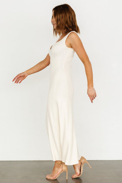 Justine Ribbed Tank Maxi Dress | Cream - Baltic Born