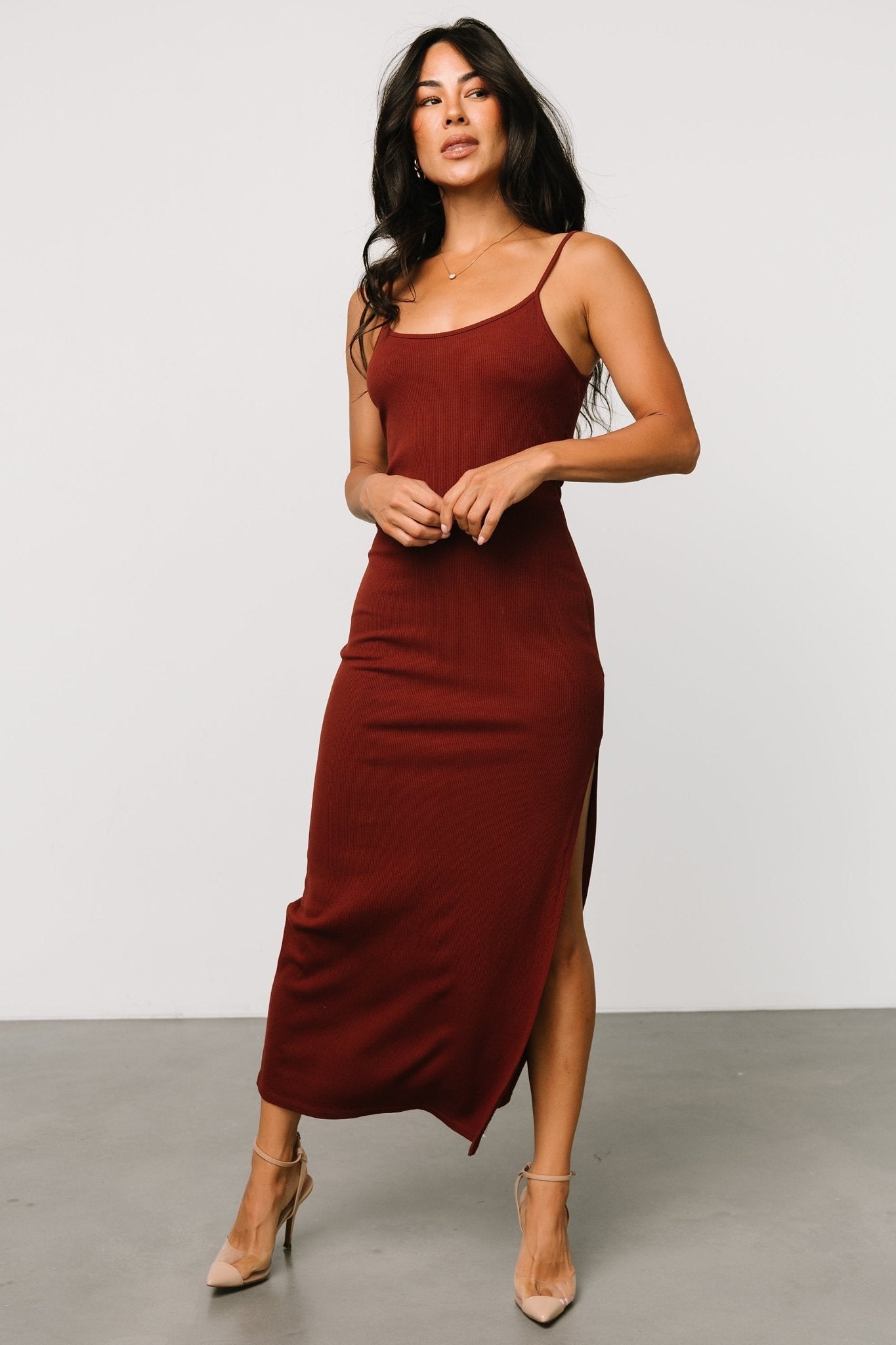 Kade Bodycon Tank Dress | Auburn Brown - Baltic Born