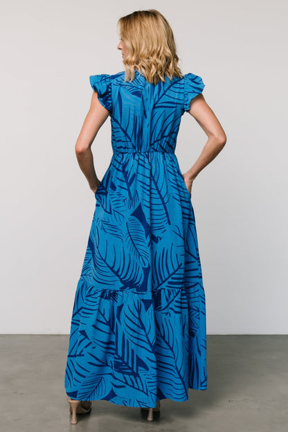 Kaia Button Maxi Dress | Blue Print - Baltic Born