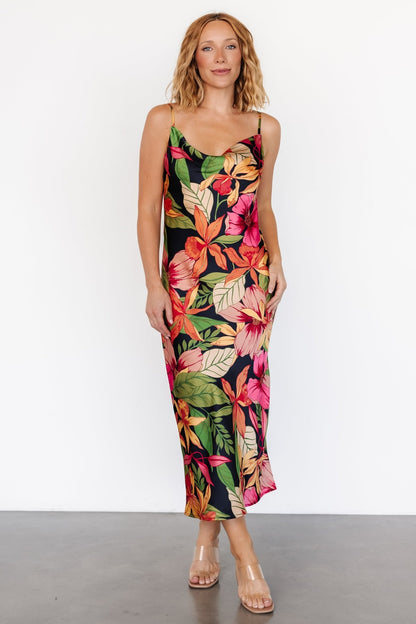 Kala Slip Midi Dress | Black Multi Floral - Baltic Born