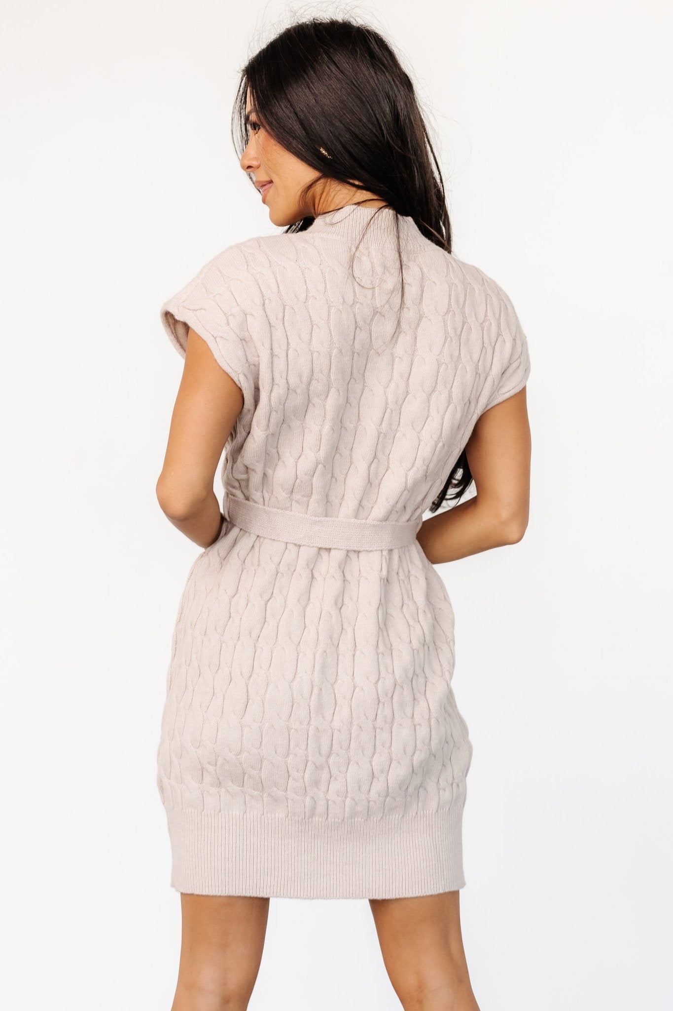 Kambri Cable Knit Sweater Dress | Oatmeal - Baltic Born