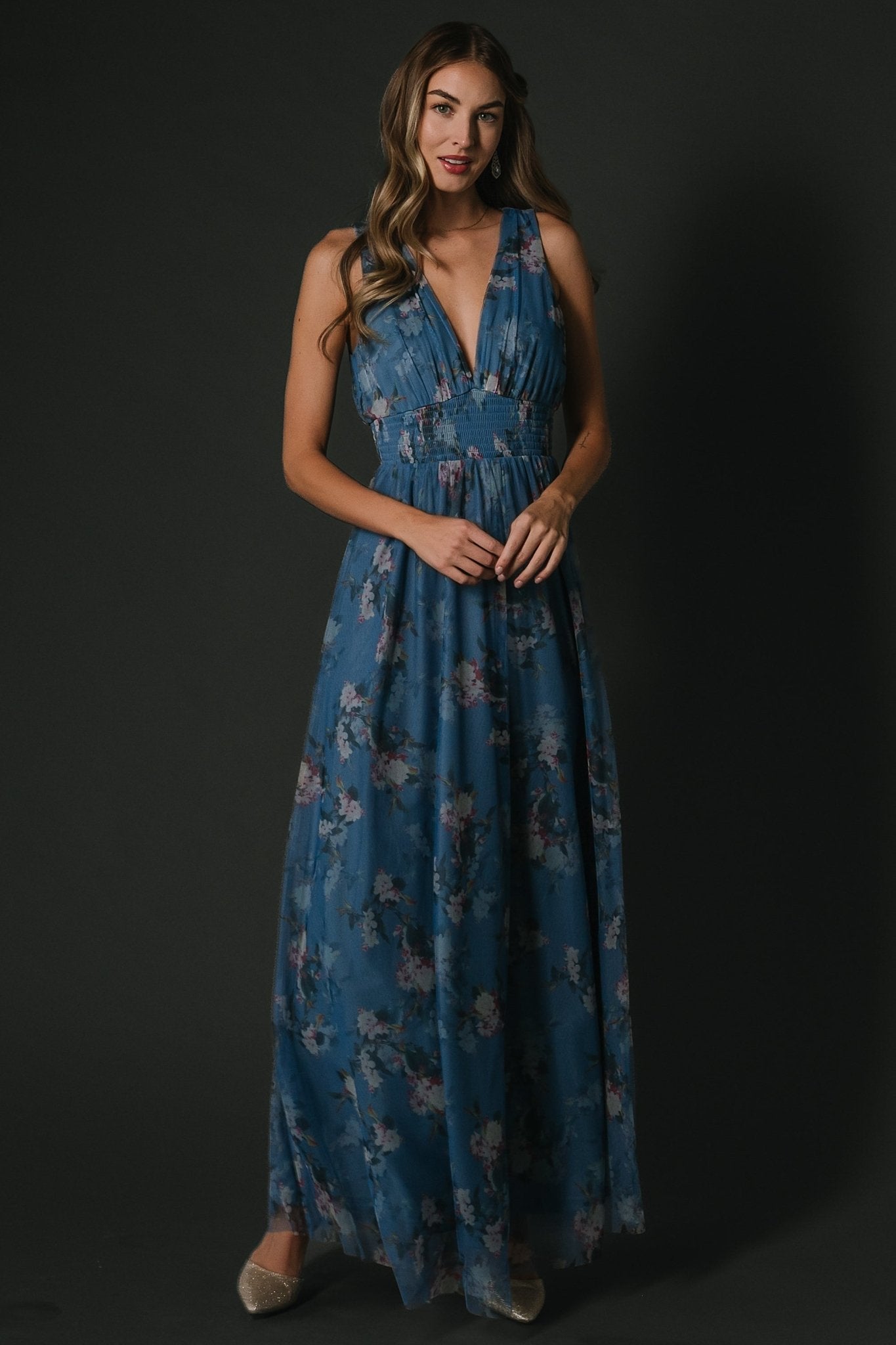 Kamila Tulle Maxi Dress | Blue Multi Floral - Baltic Born