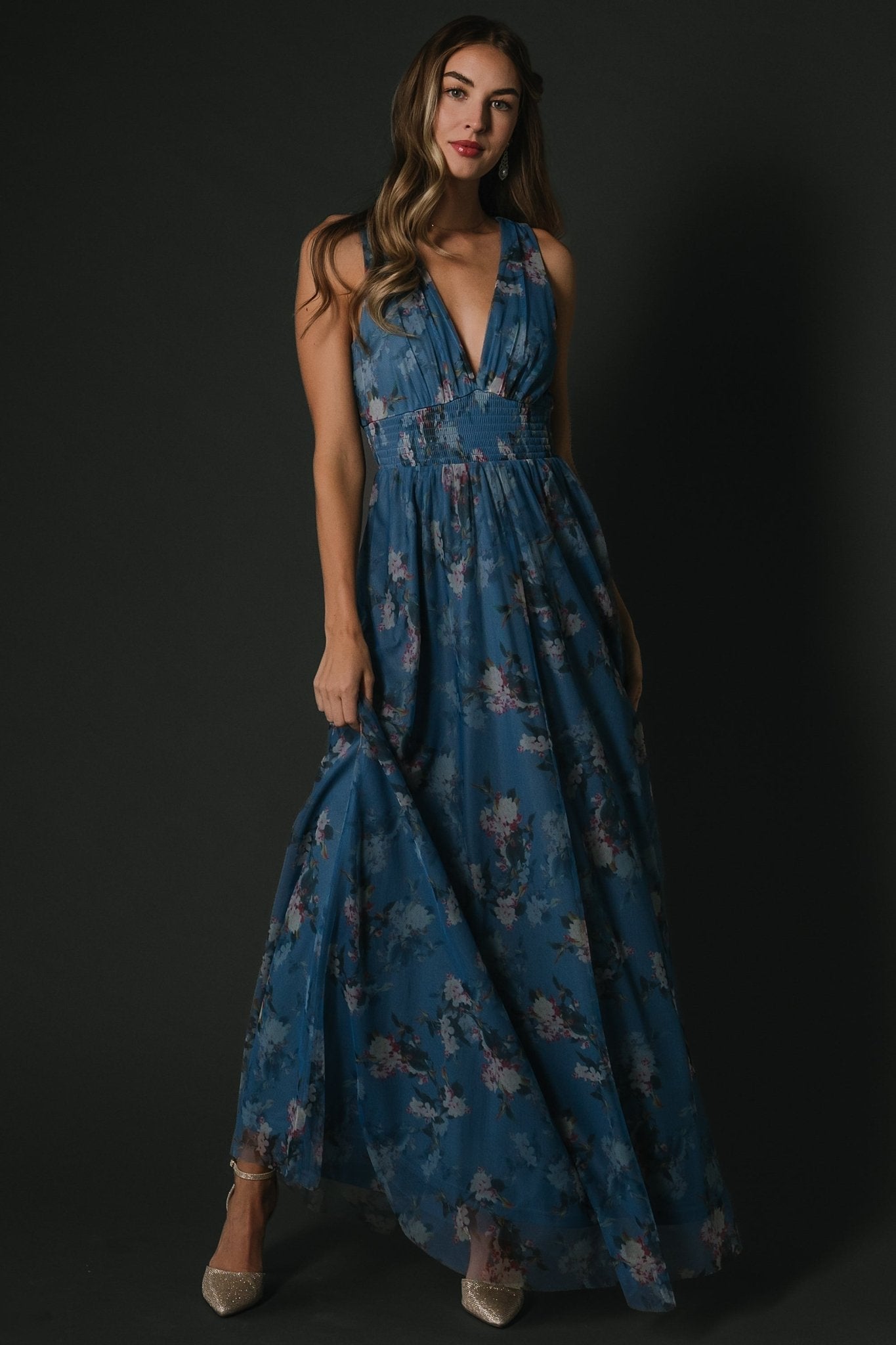 Kamila Tulle Maxi Dress | Blue Multi Floral - Baltic Born