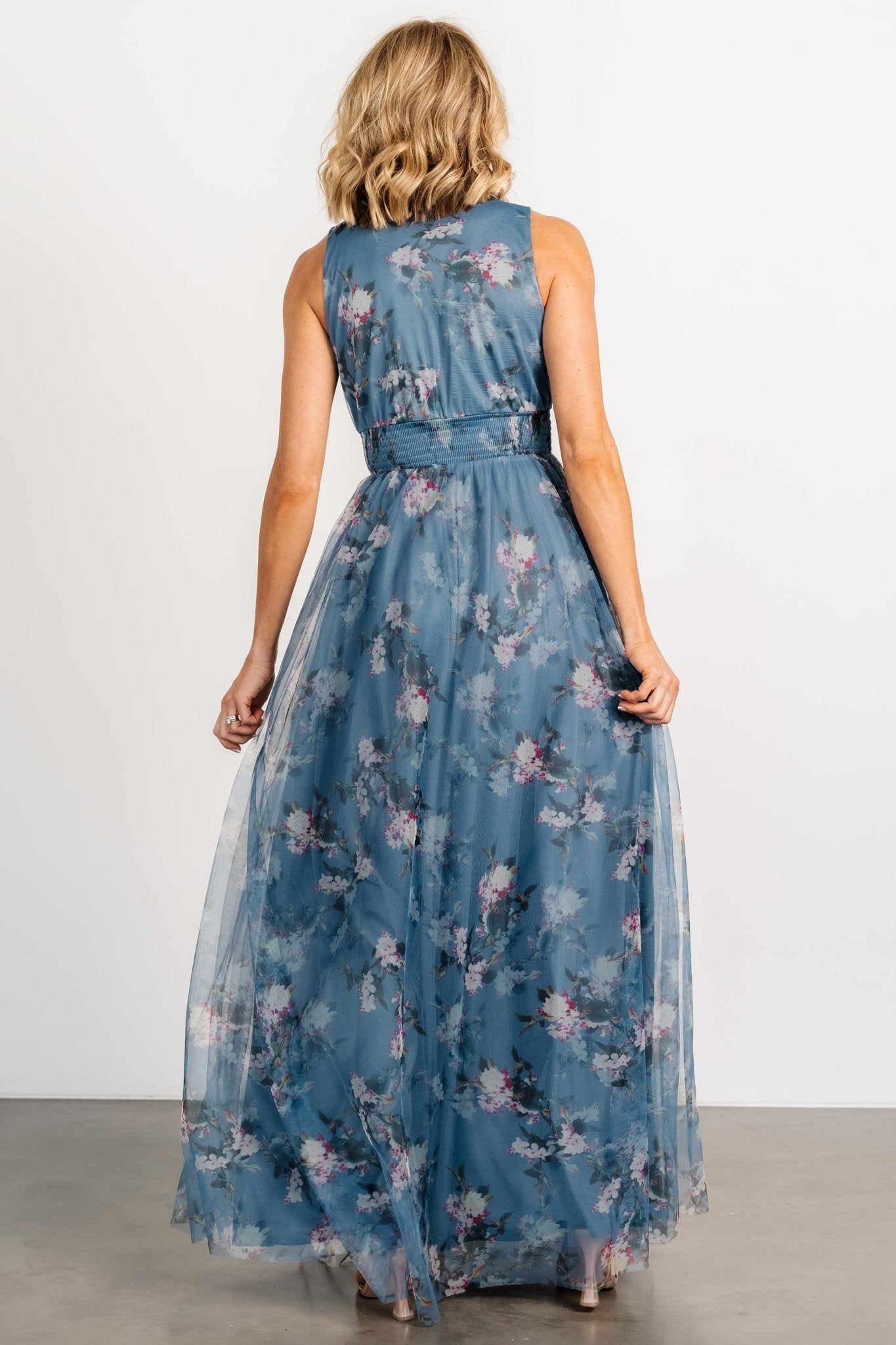 Kamila Tulle Maxi Dress | Blue Multi Floral - Baltic Born