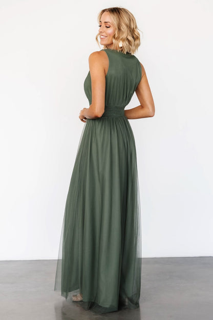 Kamila Tulle Maxi Dress | Dark Sage - Baltic Born