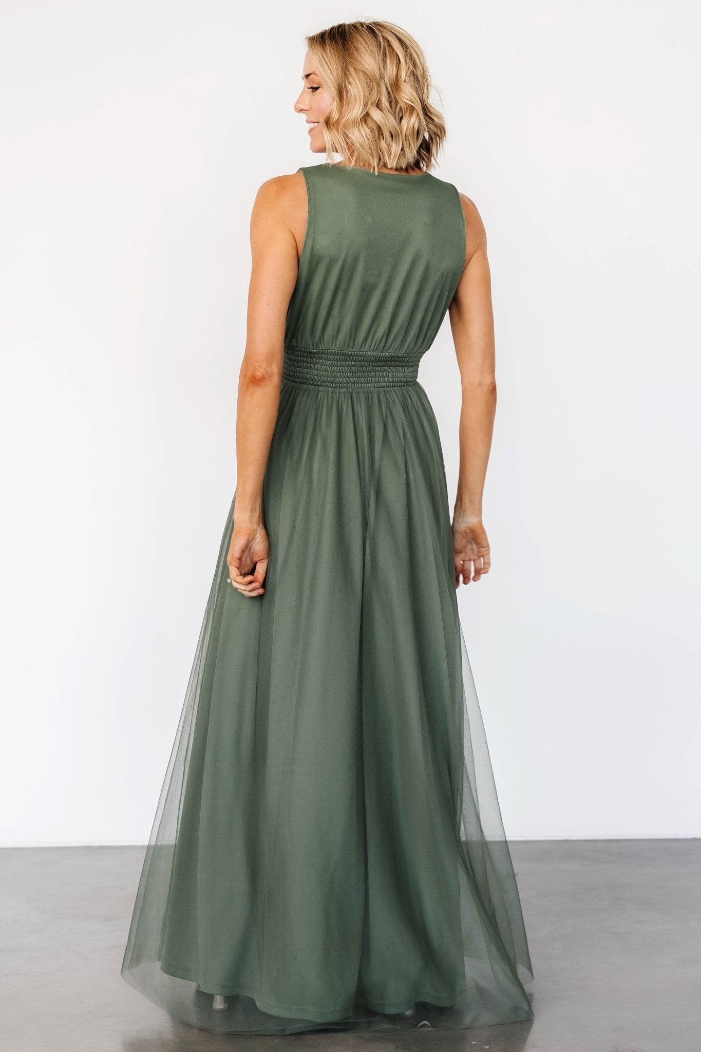 Kamila Tulle Maxi Dress | Dark Sage - Baltic Born