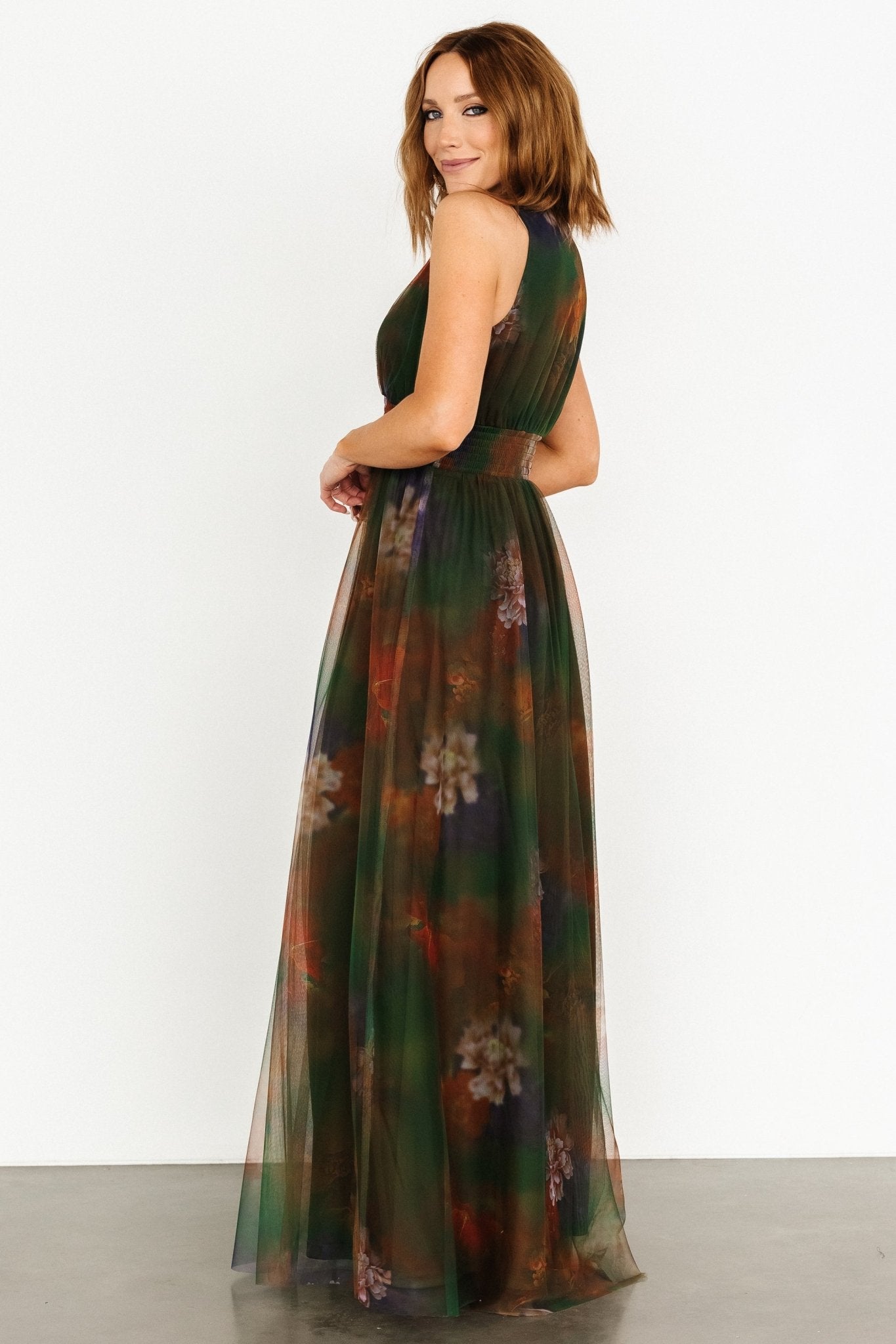 Kamila Tulle Maxi Dress | Olive Multi Floral - Baltic Born