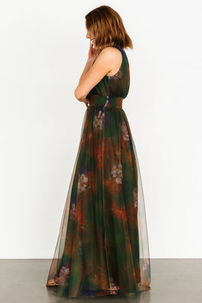 Kamila Tulle Maxi Dress | Olive Multi Floral - Baltic Born