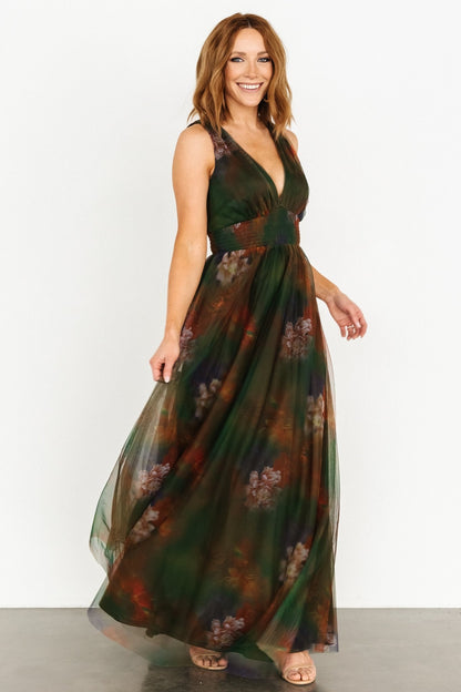 Kamila Tulle Maxi Dress | Olive Multi Floral - Baltic Born