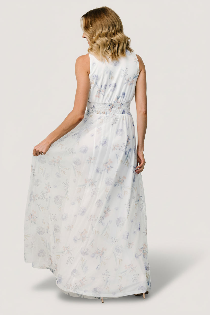Baltic Born Womens Kamila Tulle Maxi Dress | White Floral | Size: XL Baltic Born Womens Kamila Tulle Maxi Dress | White Floral | Size: XL