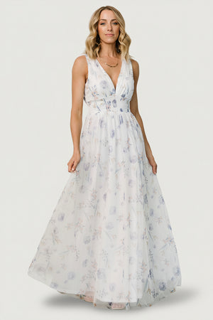 Baltic Born Womens Kamila Tulle Maxi Dress | White Floral | Size: XL Baltic Born Womens Kamila Tulle Maxi Dress | White Floral | Size: XL