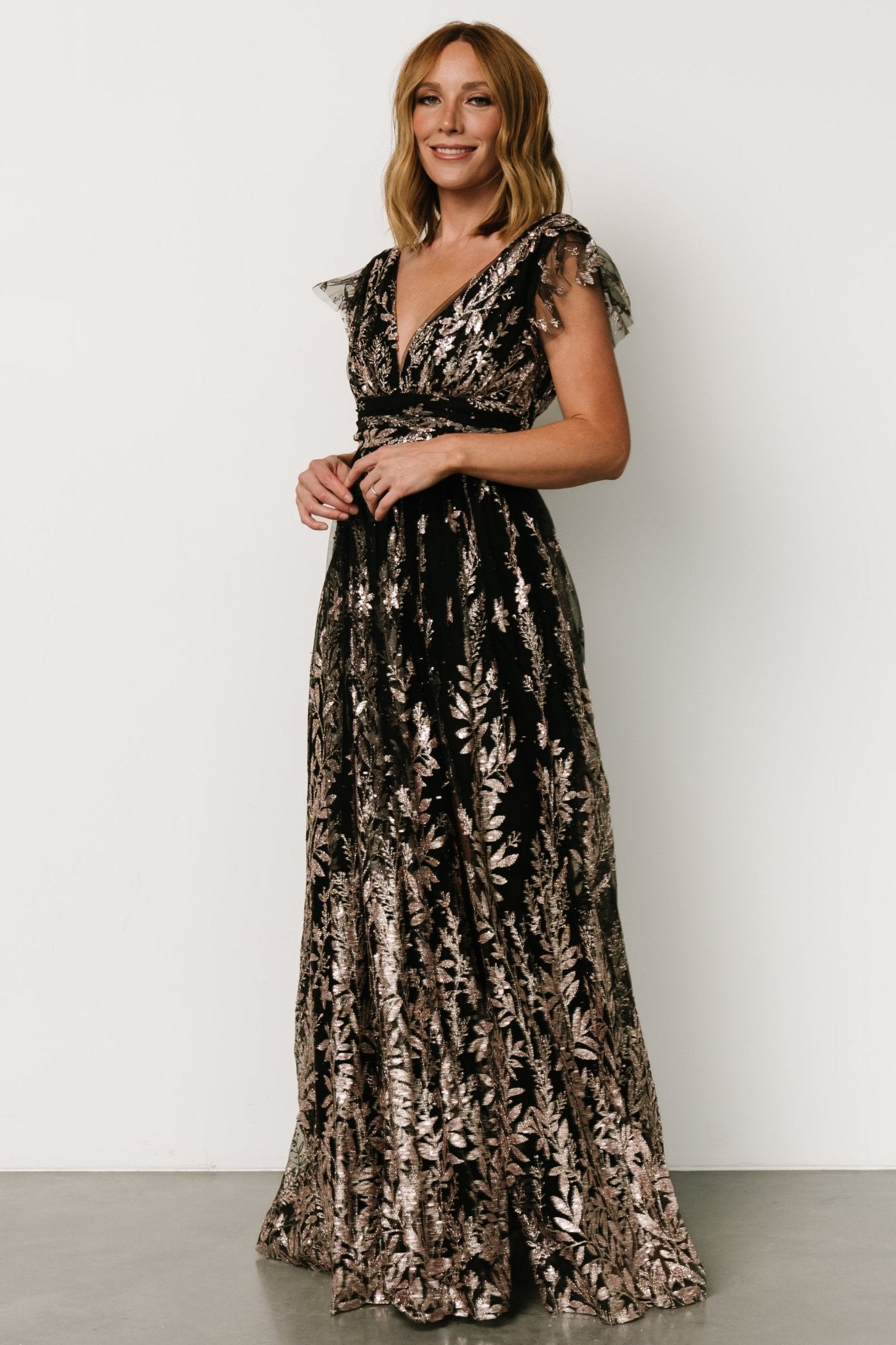 Karina Shimmer Gown | Black + Rose Gold - Baltic Born