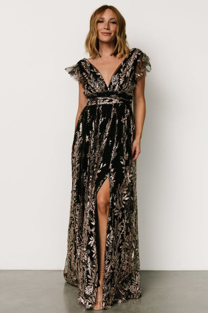 Karina Shimmer Gown | Black + Rose Gold - Baltic Born