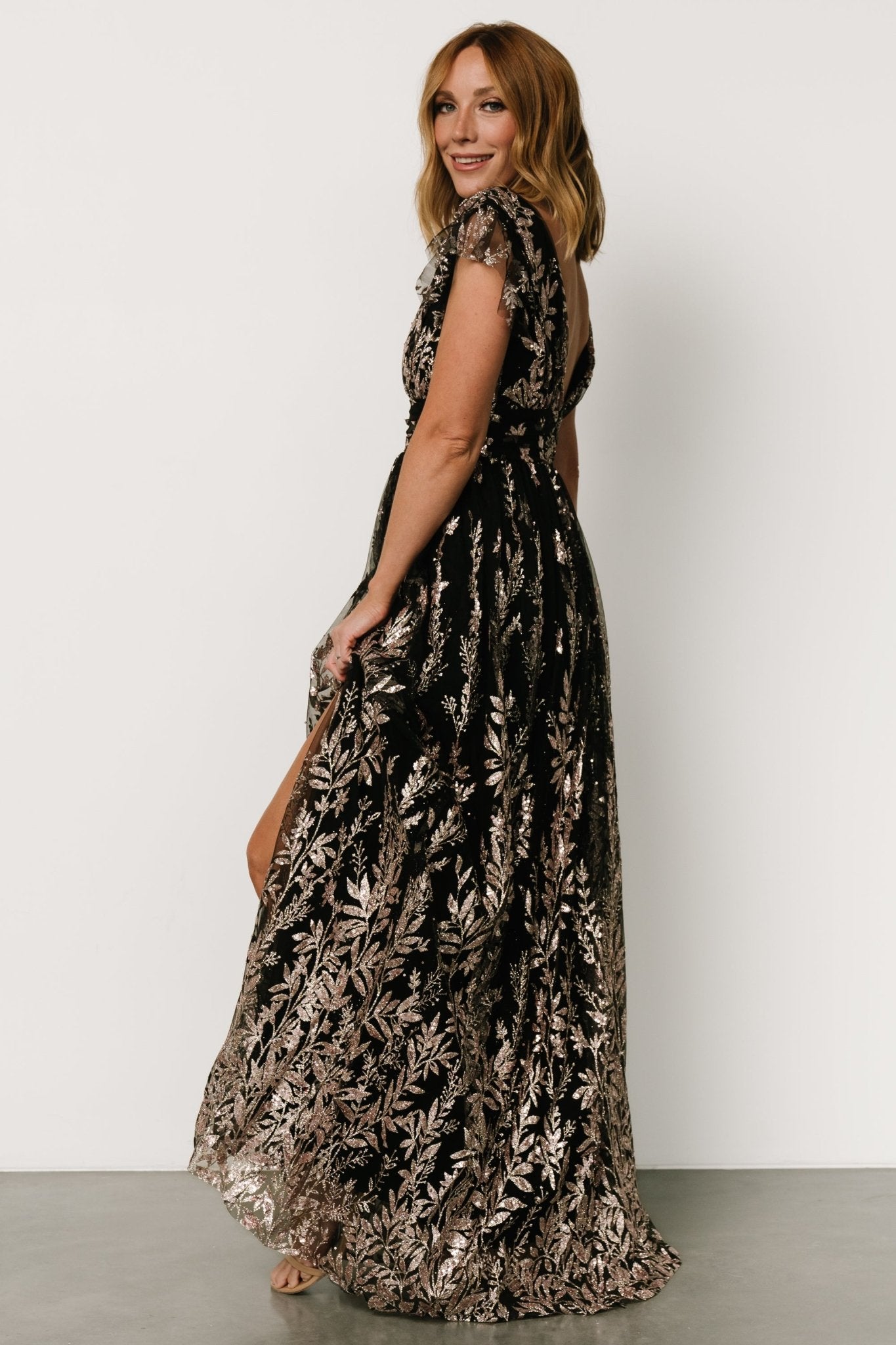 Karina Shimmer Gown | Black + Rose Gold - Baltic Born