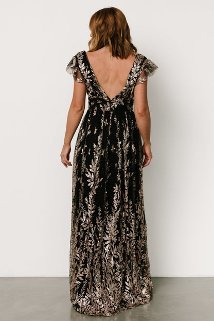 Karina Shimmer Gown | Black + Rose Gold - Baltic Born