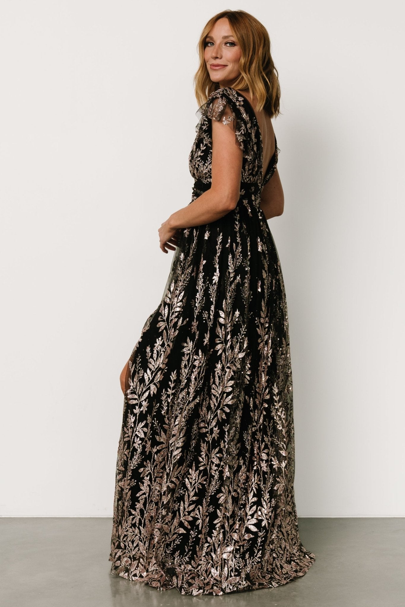 Karina Shimmer Gown | Black + Rose Gold - Baltic Born