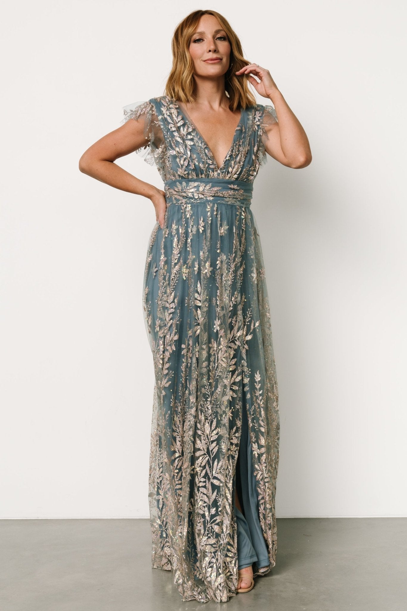 Karina Shimmer Gown | Blue + Rose Gold - Baltic Born