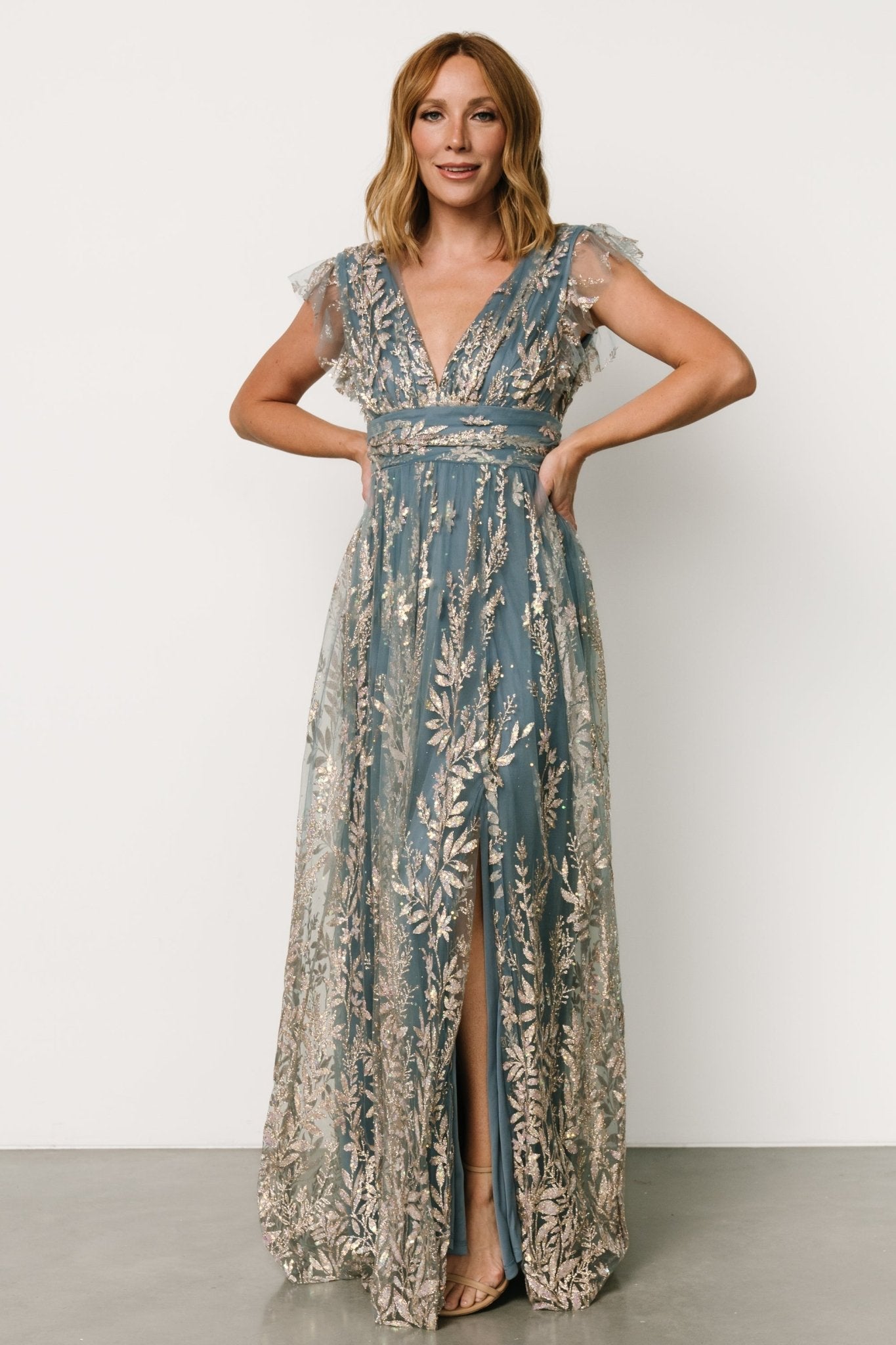 Karina Shimmer Gown | Blue + Rose Gold - Baltic Born