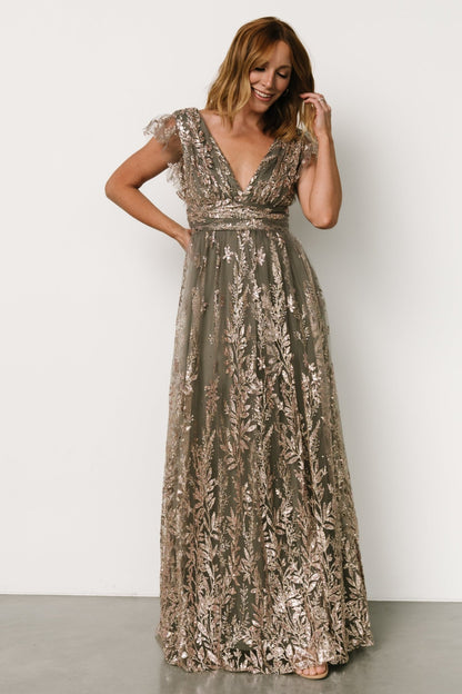 Karina Shimmer Gown | Eucalyptus + Rose Gold - Baltic Born