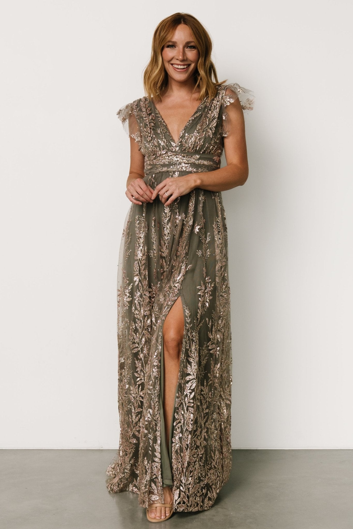 Karina Shimmer Gown | Eucalyptus + Rose Gold - Baltic Born