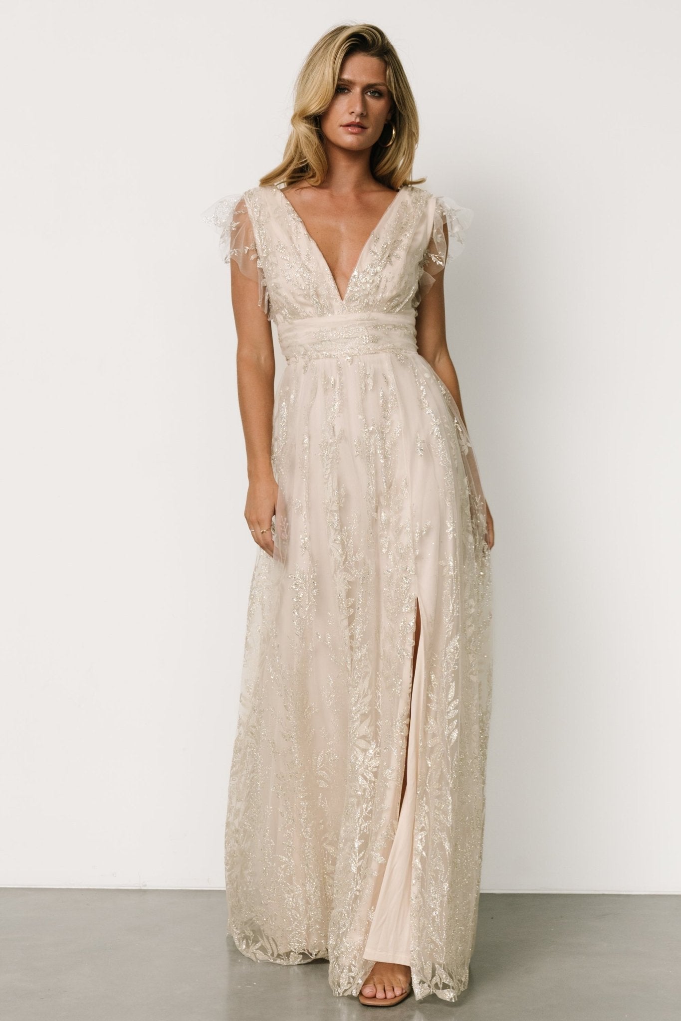 Karina Shimmer Gown | Ivory + Silver - Baltic Born