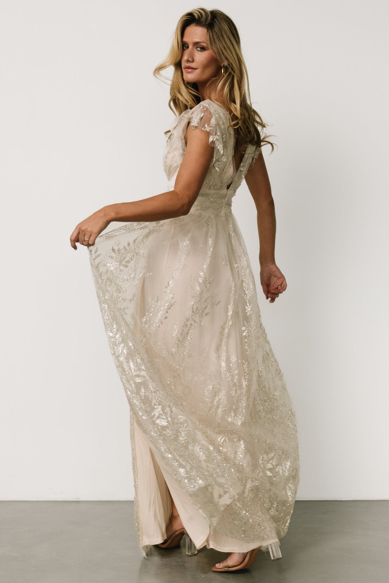 Karina Shimmer Gown | Ivory + Silver - Baltic Born