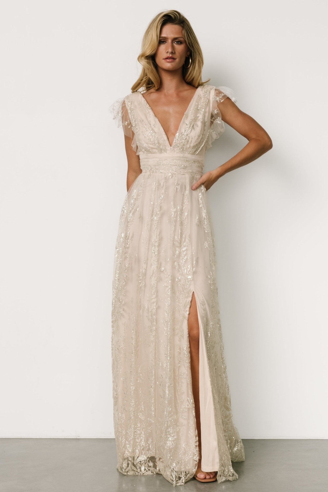 Karina Shimmer Gown | Ivory + Silver - Baltic Born