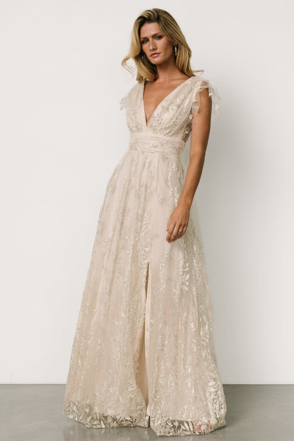 Karina Shimmer Gown | Ivory + Silver - Baltic Born