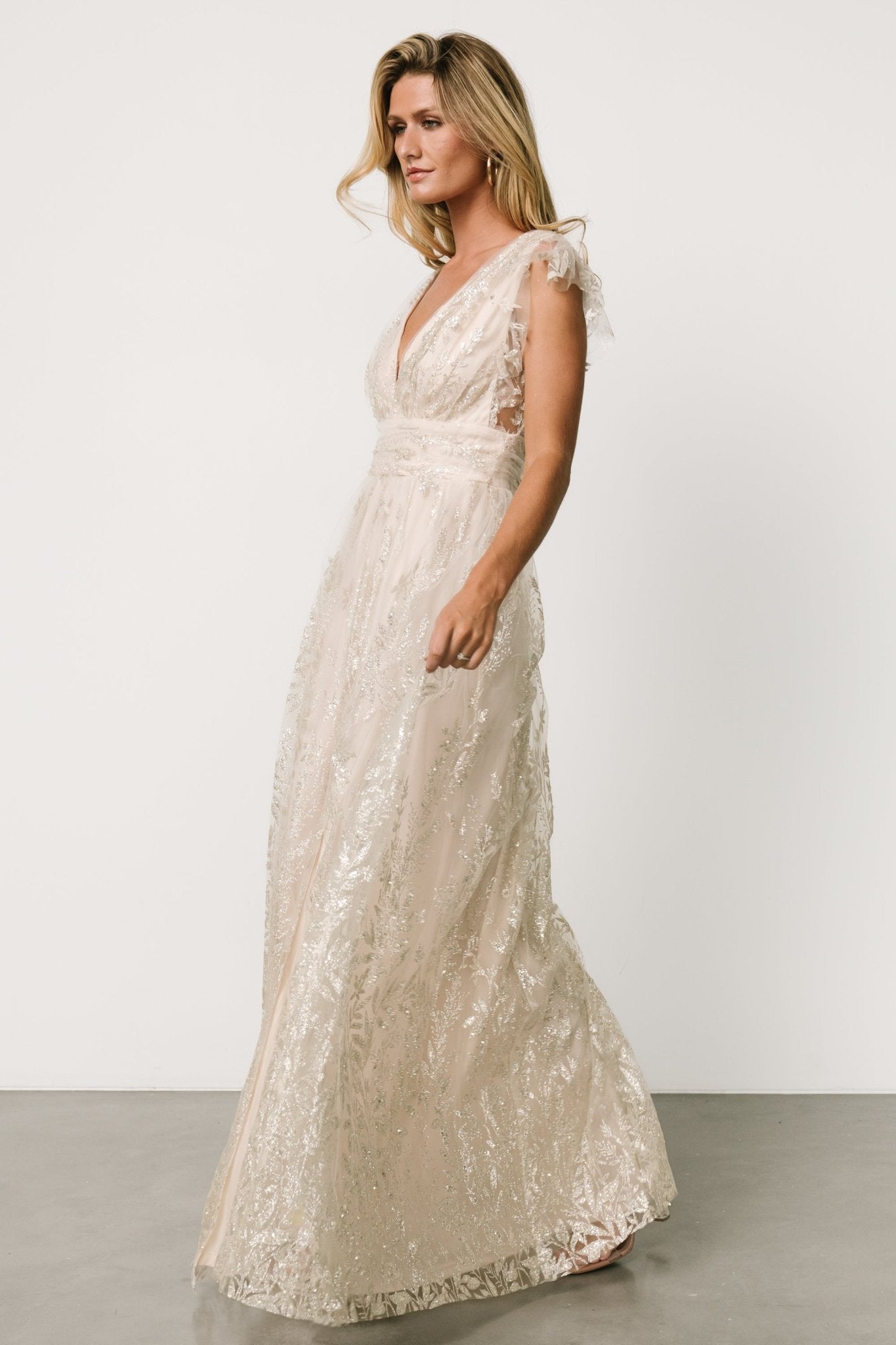 Karina Shimmer Gown | Ivory + Silver - Baltic Born