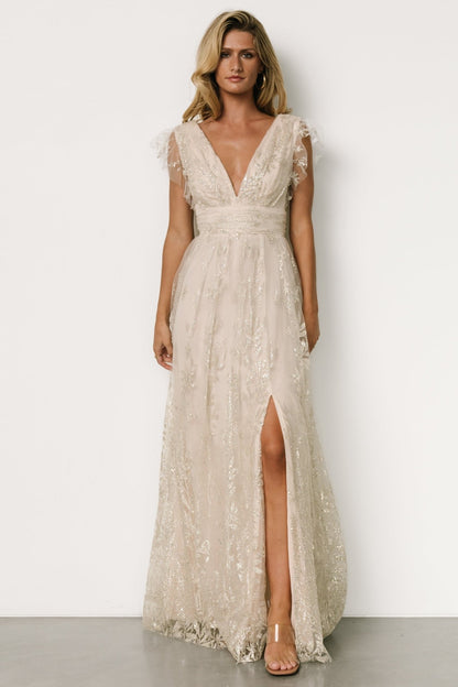 Karina Shimmer Gown | Ivory + Silver - Baltic Born