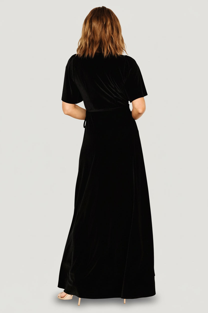 Katelyn Velvet Maxi Wrap Dress | Dark Olive main image 0