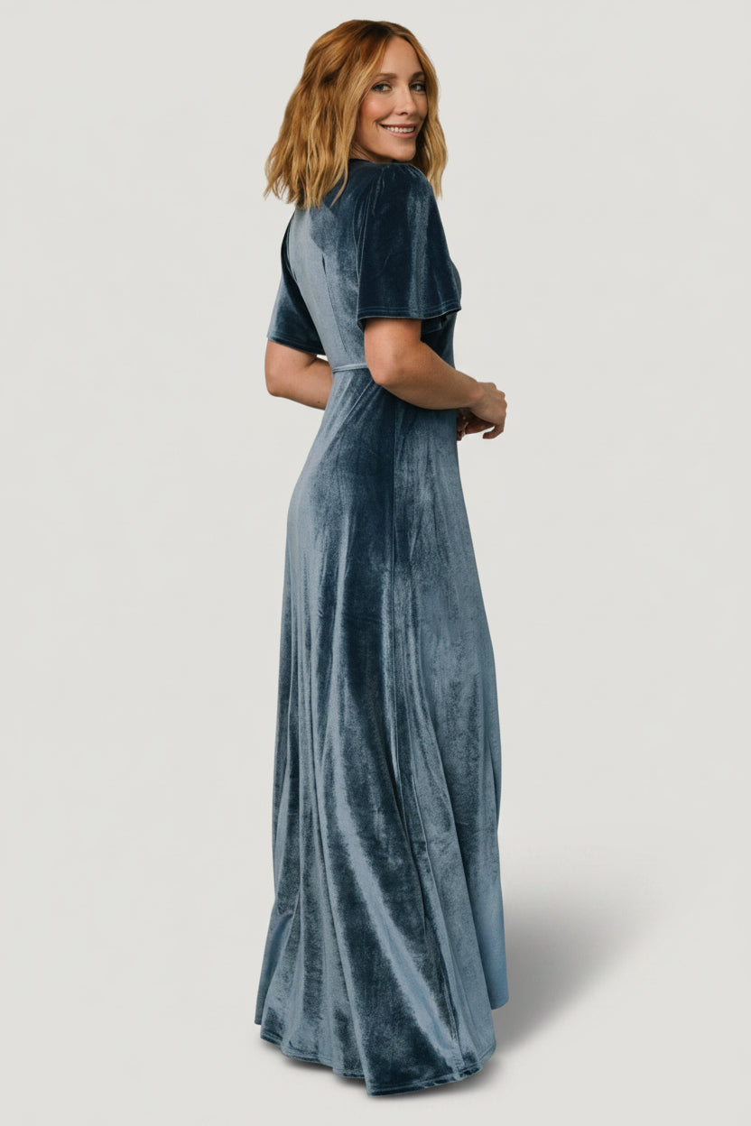 Baltic Born Womens Katelyn Velvet Maxi Wrap Dress | Blue | Size: Small Baltic Born Womens Katelyn Velvet Maxi Wrap Dress | Blue | Size: Small