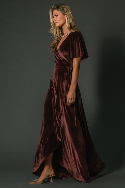 Katelyn Velvet Maxi Wrap Dress | Clove - Baltic Born