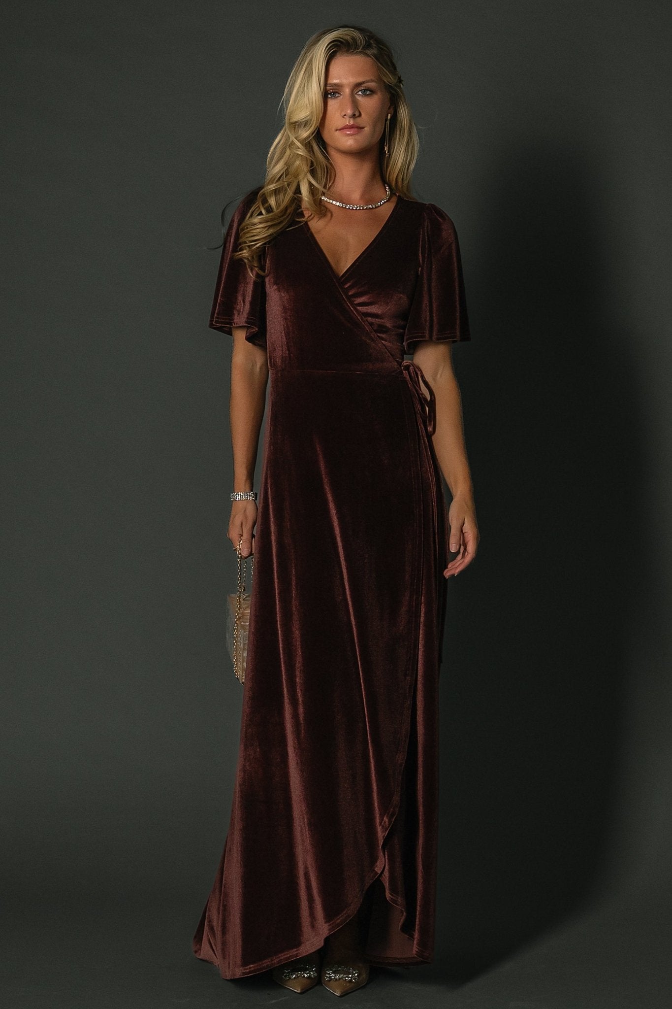 Katelyn Velvet Maxi Wrap Dress