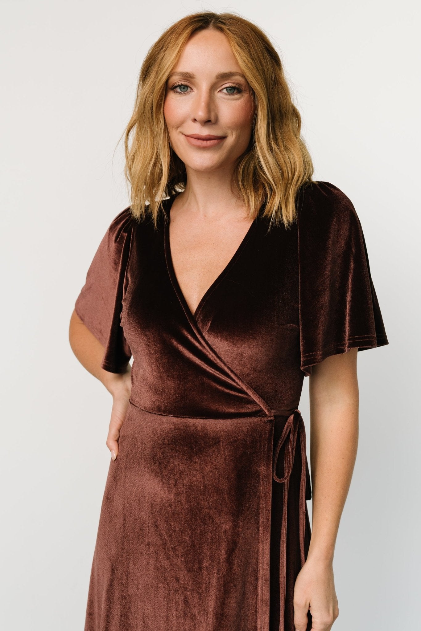 Katelyn Velvet Maxi Wrap Dress | Clove - Baltic Born