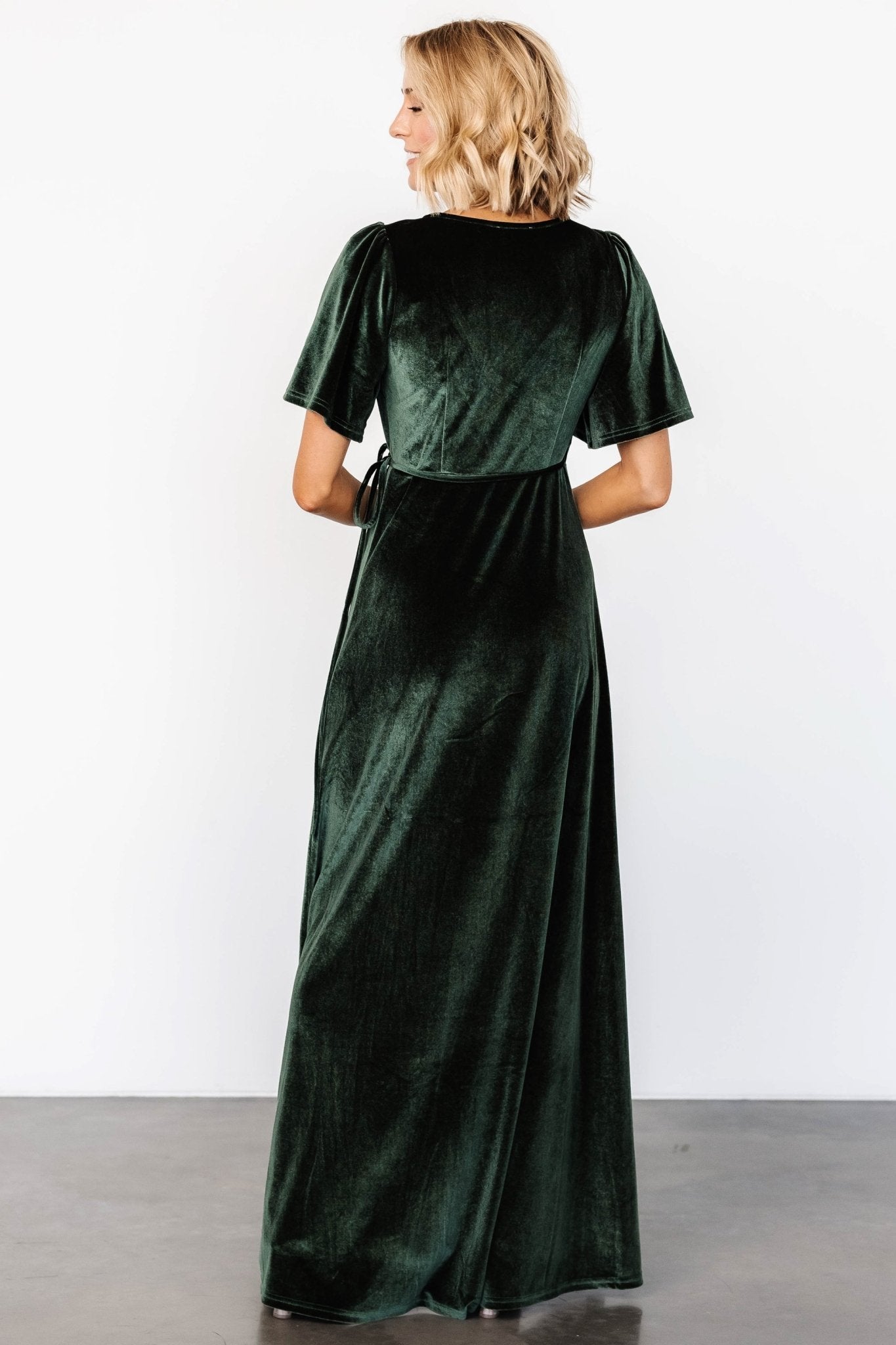 Katelyn Velvet Maxi Wrap Dress | Deep Green - Baltic Born