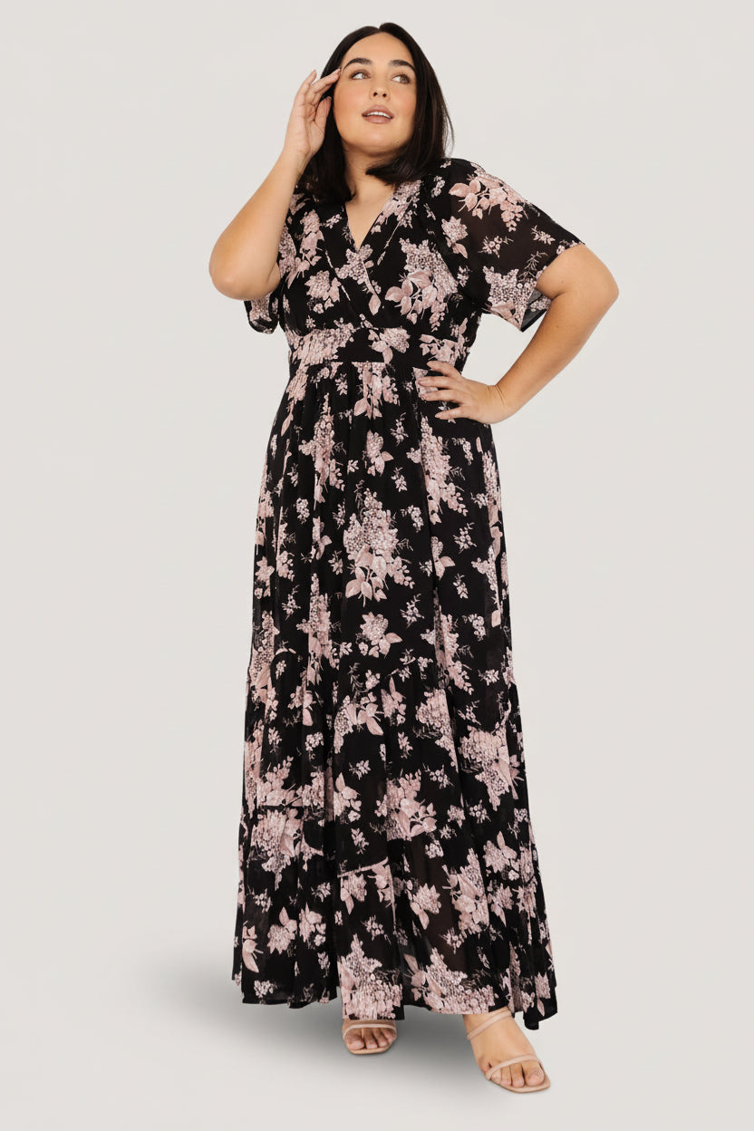 Katherine Maxi Dress Black & Blush Floral | Baltic Born XL Katherine Maxi Dress Black & Blush Floral | Baltic Born XL
