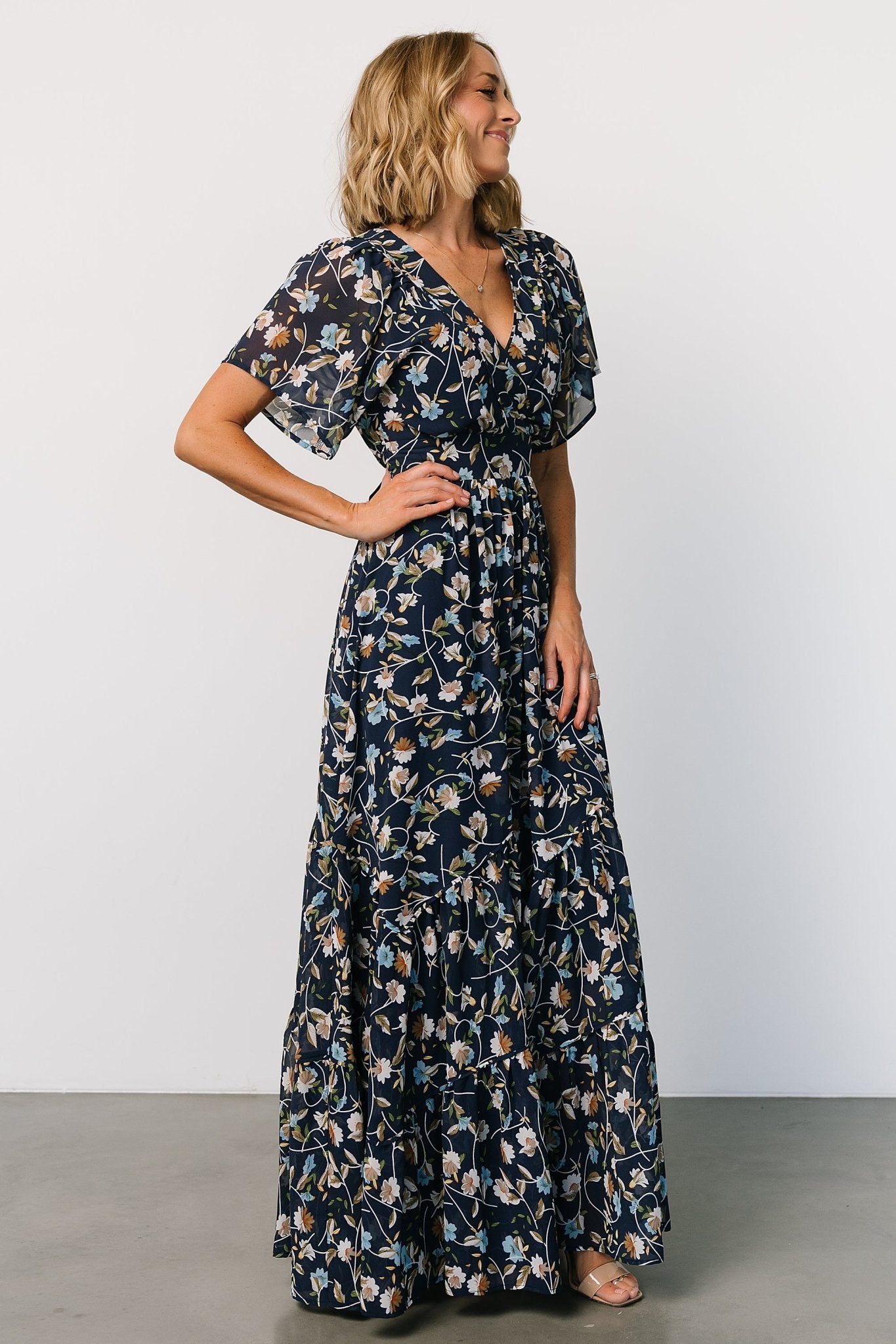 Katherine Maxi Dress | Black + Blush Floral | Baltic Born